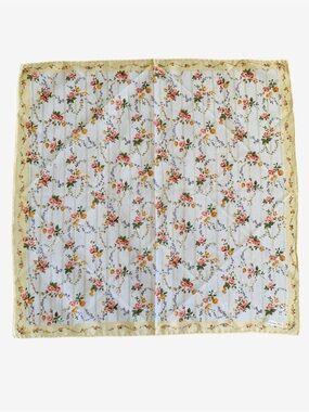 Christian Dior Vintage Floral Handkerchief 18.5" Square 100% Cotton NWT Japan